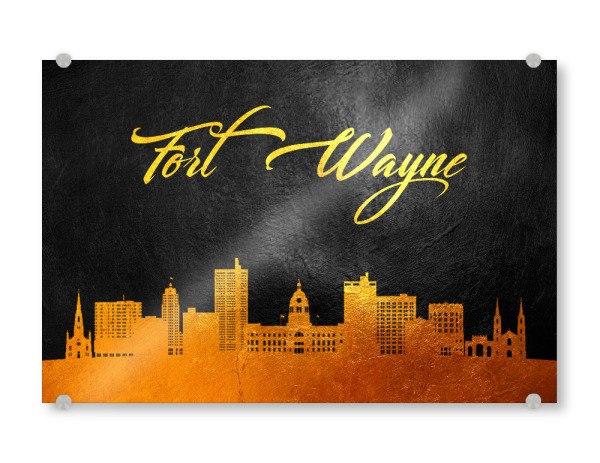 Acrylglasbild "Fort Wayne Indiana Gold Skyline" artboxONE - Städte - Wayne,Indiana,Gold,Skyline gegangen,Stadt