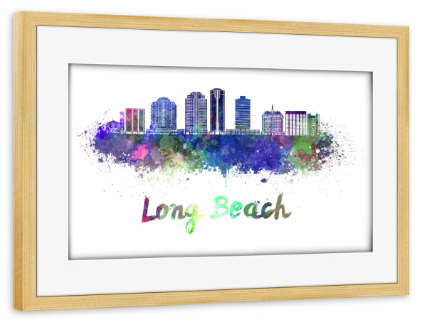 Poster mit Rahmen kiefer "LONG BEACH-v2-Skyline" artboxONE - Städte,Abstrakt,Architektur