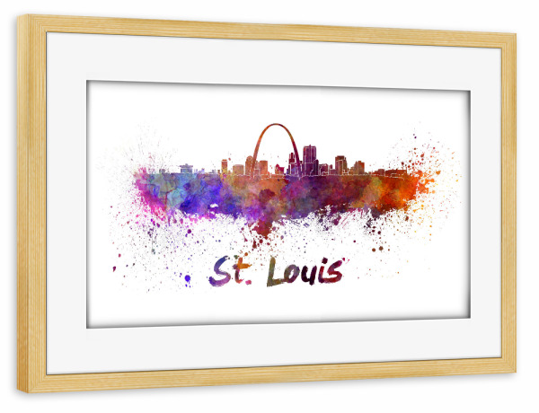Poster mit Rahmen kiefer "Skyline von ST LOUIS in Aquarell-x" artboxONE - Städte,Abstrakt,Architektur