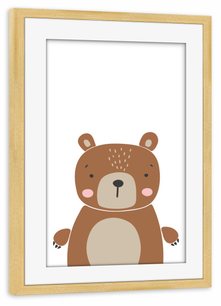 Poster mit Rahmen kiefer "Kinderzimmertier, Boho-Babybär" artboxONE - Für Kinder,Tiere