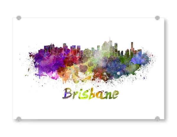 Acrylglasbild "Skyline von BRISBANE in Aquarell-b" artboxONE - Städte,Reise,Abstrakt,Architektur