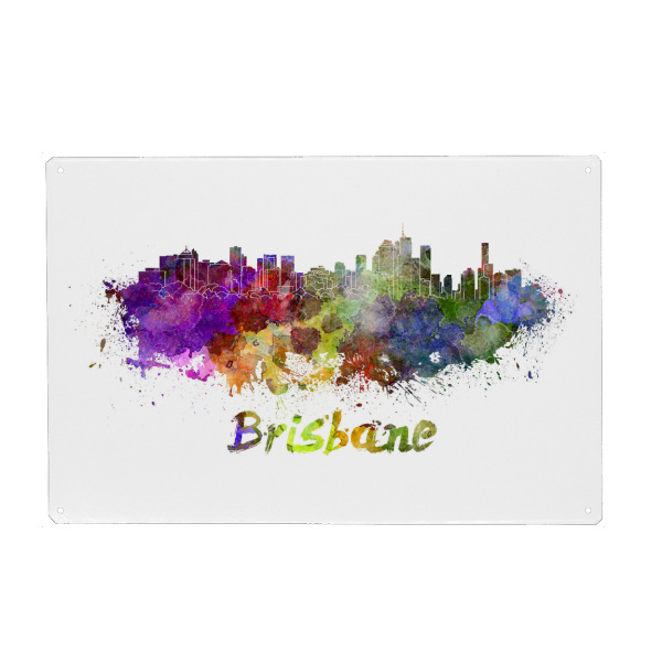 Metall Poster "Skyline von BRISBANE in Aquarell-b" artboxONE - Städte,Reise,Abstrakt,Architektur