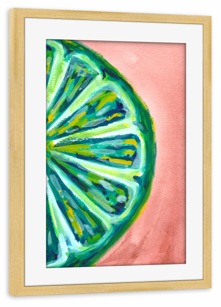 Poster mit Rahmen kiefer "Limetten-Fruchtscheibe" artboxONE - Essen & Trinken,Essen & Trinken / Obst & Gemüse