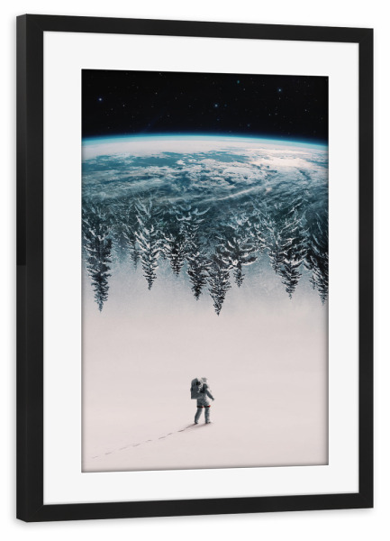 Poster mit Rahmen schwarz "Enkel Dika - Winter Sister" artboxONE - Natur,Reise,Galaxy - Astronaut,Galaxie,Winter,Natur,Baum,Tanne,Weltraum,Weltall