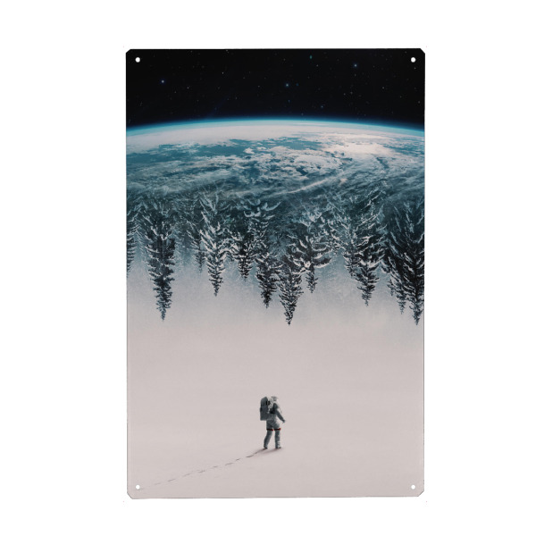 Holzbild "Enkel Dika - Winter Sister" artboxONE - Natur,Reise,Galaxy - Astronaut,Galaxie,Winter,Natur,Baum,Tanne,Weltraum,Weltall