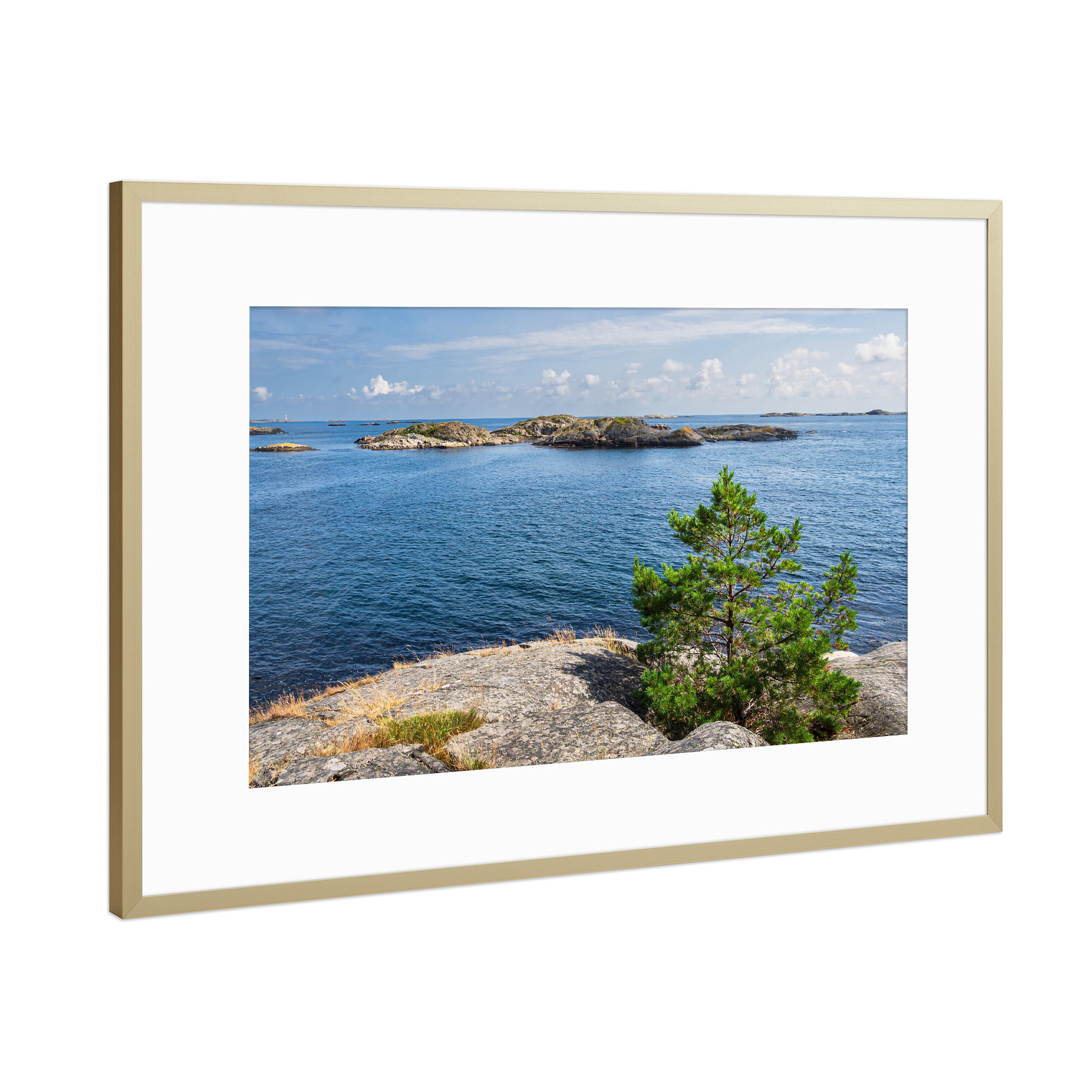 Poster mit Rahmen Gold "Felsen, Baum und Insel" artboxONE - Natur,Reise,Reise / Strand und Meer,Reise / Länder