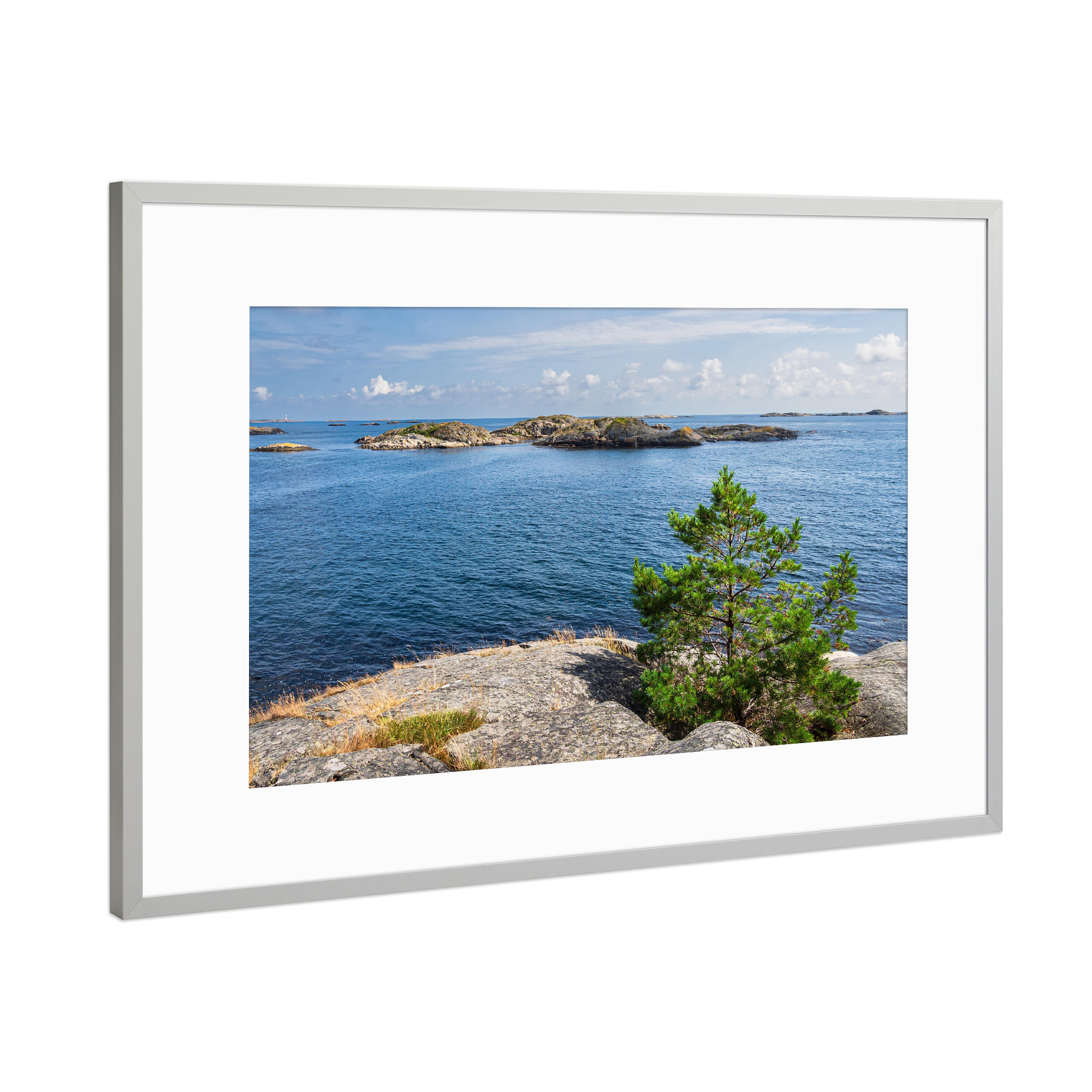 Poster mit Rahmen Silber "Felsen, Baum und Insel" artboxONE - Natur,Reise,Reise / Strand und Meer,Reise / Länder