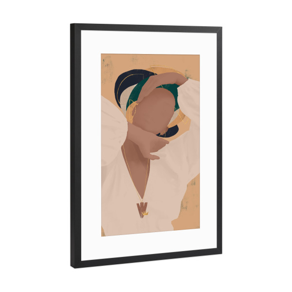 Poster mit Rahmen Schwarz (Metallic) "Frau beige" artboxONE - Abstrakt,Menschen