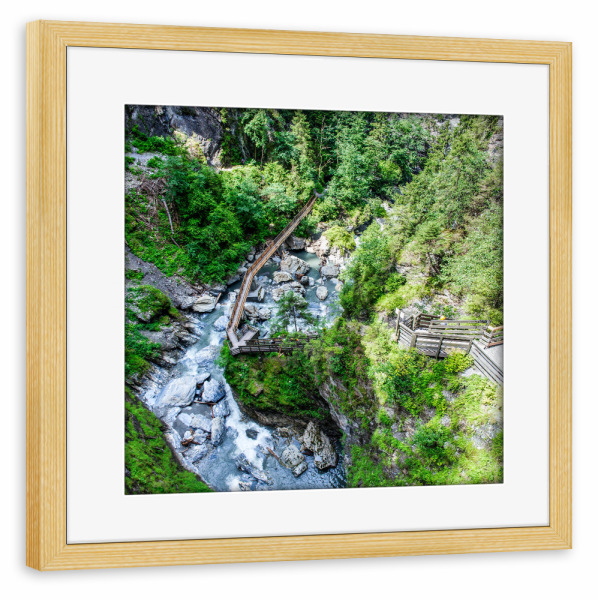 Poster mit Rahmen kiefer "Kitzlochklamm" artboxONE - Natur,Reise - Wasser,Klamm,Luftaufnahme,Natur,Wandern,Bach