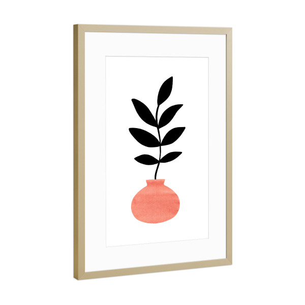 Poster mit Rahmen Gold "Mid Century Branch" artboxONE - Natur,Floral,Abstrakt,Geometrie
