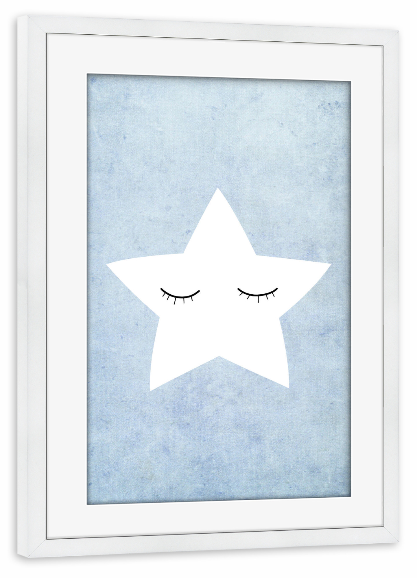 Poster mit Rahmen weiß "Kleiner Stern - Blau" artboxONE - Für Kinder,Geometrie