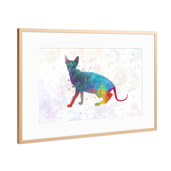 Poster mit Rahmen Kupfer "Minskin cat in watercolor" artboxONE - Tiere,Abstrakt