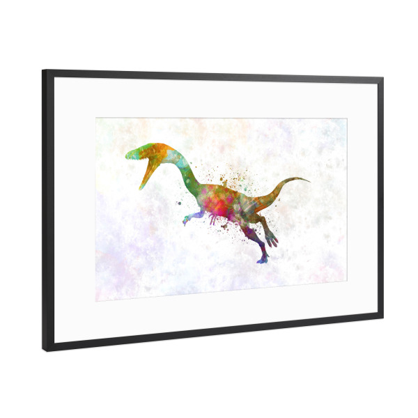 Poster mit Rahmen Schwarz (Metallic) "Coelophysis in watercolor" artboxONE - Tiere,Abstrakt