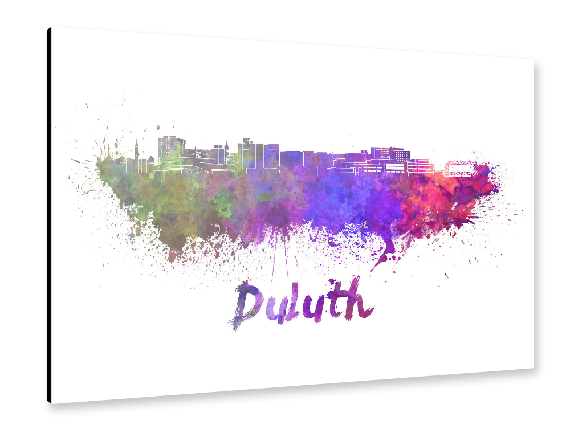 Alu-Dibond "DULUTH MN skyline in watercolor" 75x50 cm artboxONE