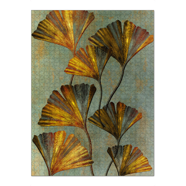 Puzzle Ravensburger "Ginko-Blattgold" artboxONE - Natur,Floral - Gingko,Ginko biloba,Ginkgo,Botanik,Botanik,Blatt,Baum,Pflanze - Bild gingko