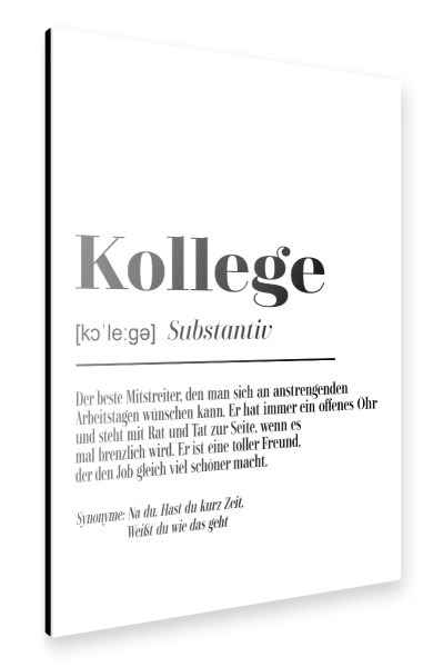 Alu-Dibond "Kollege - Definition" 30x20 cm artboxONE