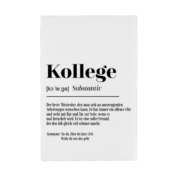 Holzbild "Kollege - Definition" artboxONE - Typografie,Schwarzweiß,Männer,Lustig