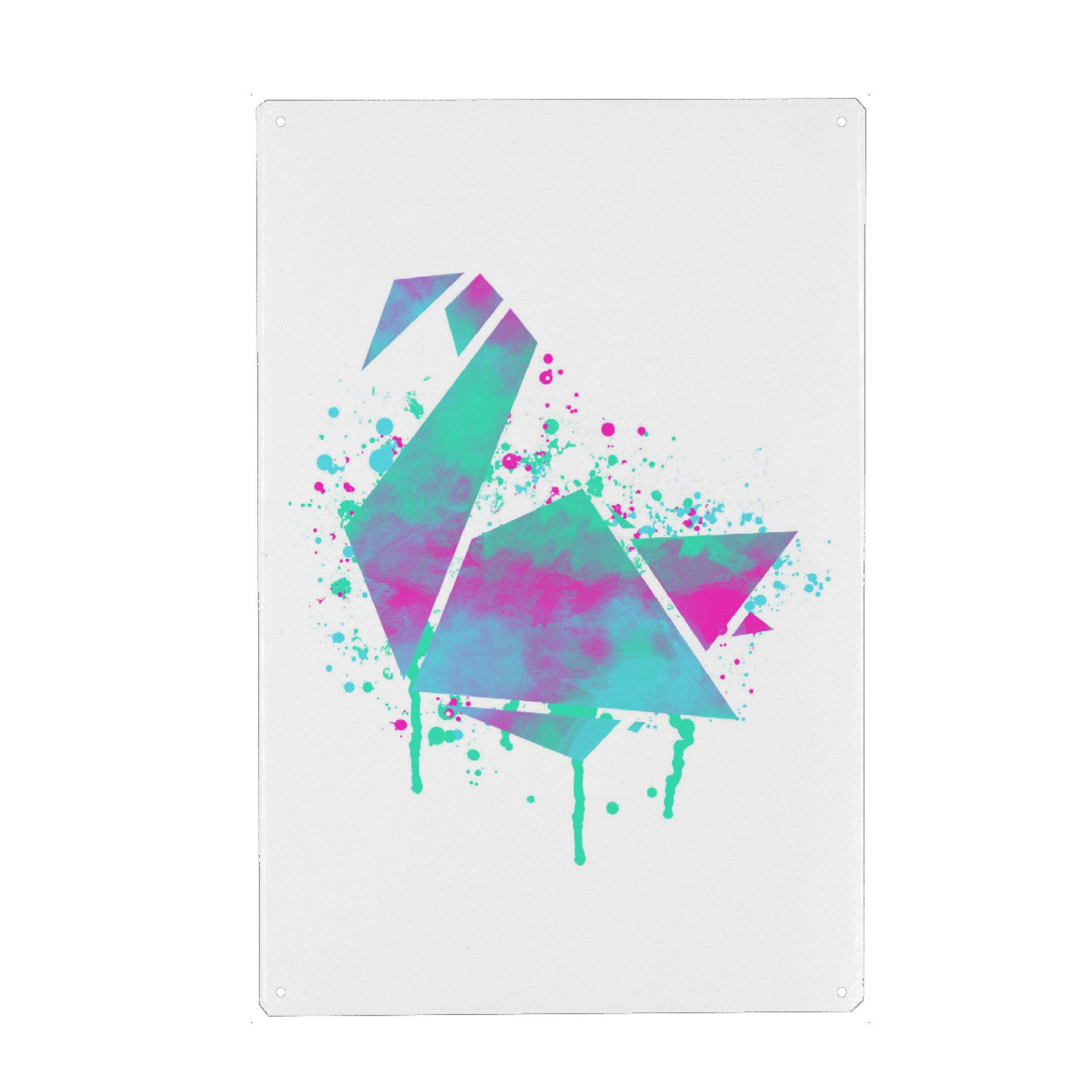Metall Poster "Neon-Schwan" artboxONE - Tiere,Abstrakt - Schwan,Geometrisch,Geometrisch,Abstrakt,Neon,Dreiecke,Tier,Vogel - Blechschild