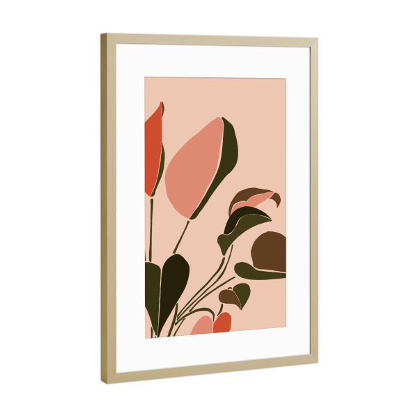 Poster mit Rahmen Gold "Gummi-Feigen-Pflanze" artboxONE - Natur,Floral,Abstrakt
