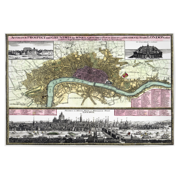 Poster 30x20 cm "Londoner Bildkarte" artboxONE - Architektur,Kartografie - Karte,Flach,Jahrgang,Antik,Retro,Alte,Karten,London,England