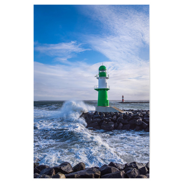 Poster "Steine, Welle, Molentürme" artboxONE - Natur,Reise,Architektur,Reise / Strand und Meer