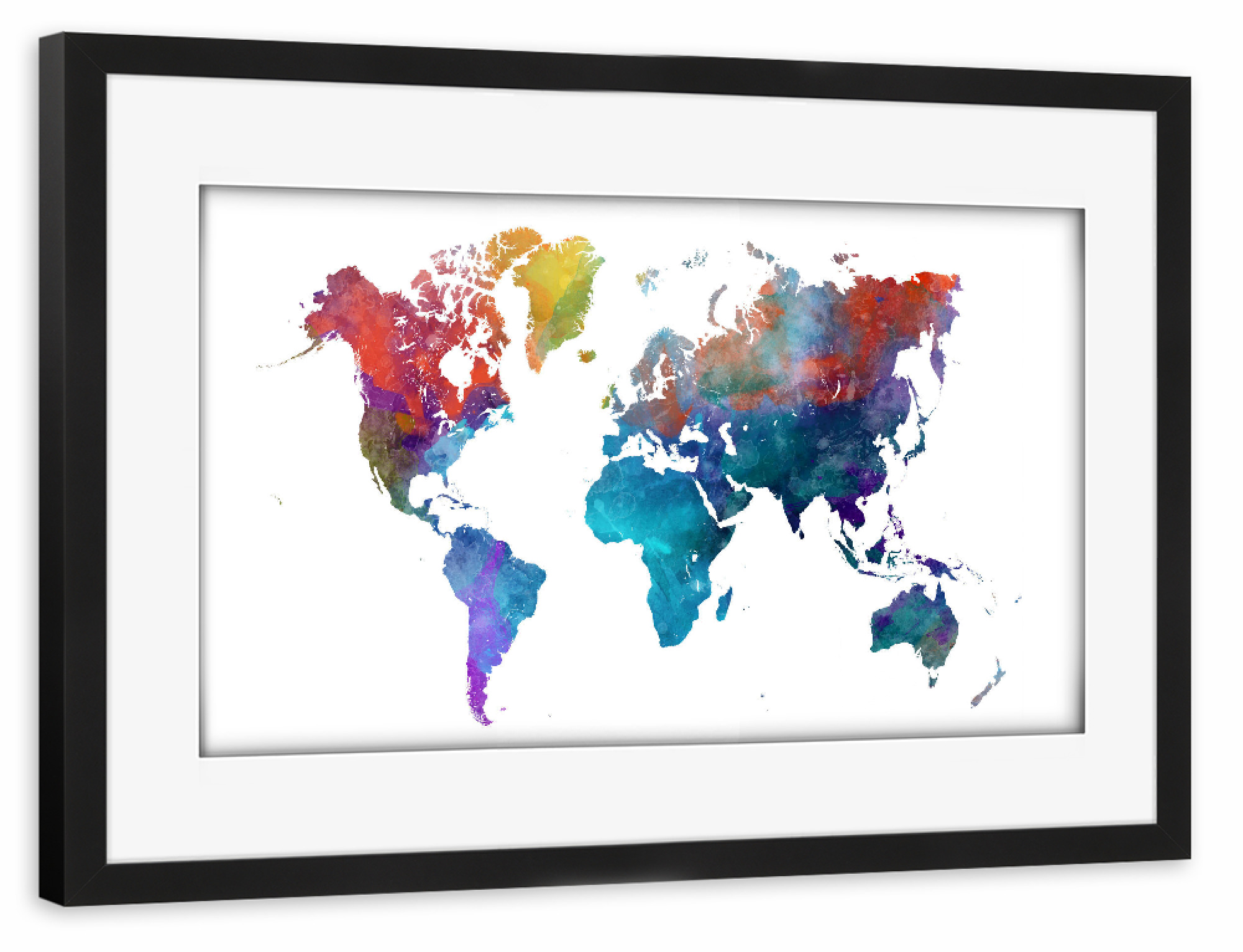 Poster mit Rahmen schwarz "Aquarell Weltkarte-af" artboxONE - Abstrakt,Kartografie
