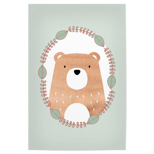 Poster "Kleiner Bär mit Kranz" artboxONE - Natur,Für Kinder,Tiere,Comic
