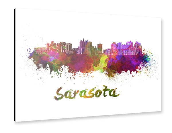 Alu-Dibond "SARASOTA-Skyline - Aquarell" 30x20 cm artboxONE