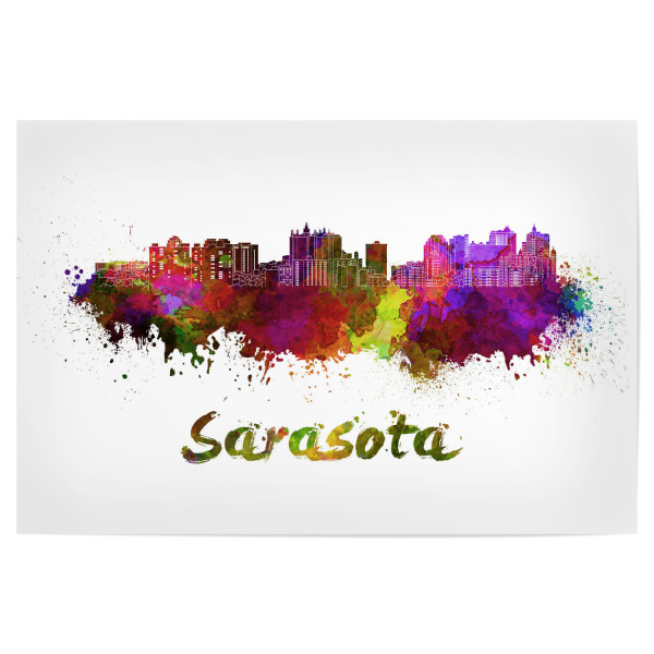 Poster "SARASOTA-Skyline - Aquarell" artboxONE - Städte,Abstrakt,Architektur