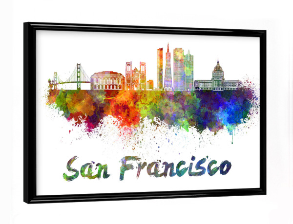 Poster mit schwarzem Rahmen "Skyline von SAN FRANCISCO-h" artboxONE - Städte,Abstrakt,Architektur