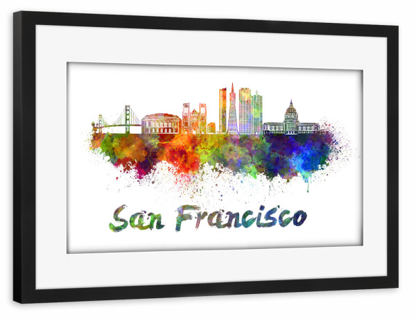 Poster mit Rahmen schwarz "Skyline von SAN FRANCISCO-h" artboxONE - Städte,Abstrakt,Architektur