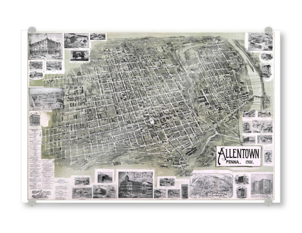 Acrylglasbild "Alte Karte von Allentown" artboxONE - Städte,Kartografie