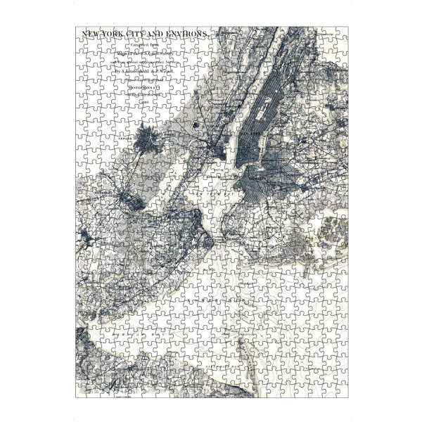 Puzzle Ravensburger "Alte Karte New York City" artboxONE - Städte,Kartografie - Karte,Flach,Jahrgang,Antik,Retro,Alt,Karten,Karte der welt,New york