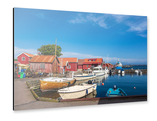 Alu-Dibond "Boote, Hafen und Holzhäuser" 30x20 cm artboxONE