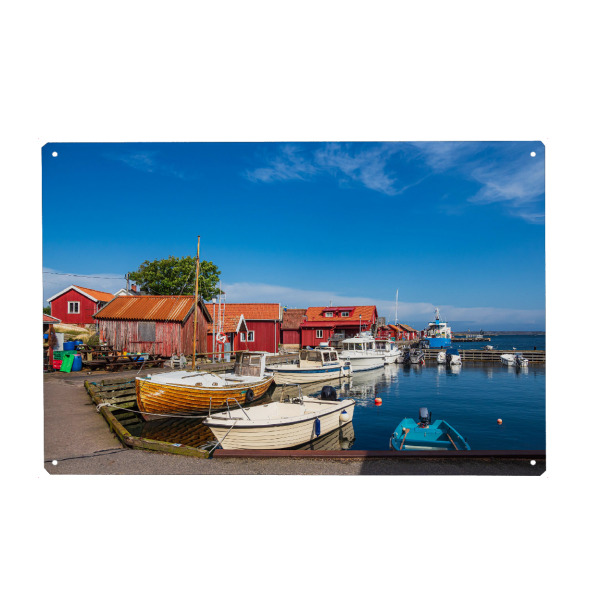 Metall Poster "Boote, Hafen und Holzhäuser" artboxONE - Natur,Reise,Architektur,Reise / Strand und Meer,Reise / Länder