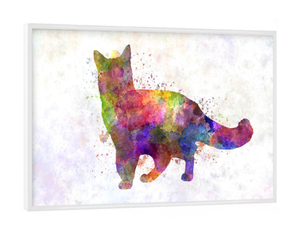 Poster mit weißem Rahmen "Somalische Katze im Aquarell" artboxONE - Tiere,Abstrakt