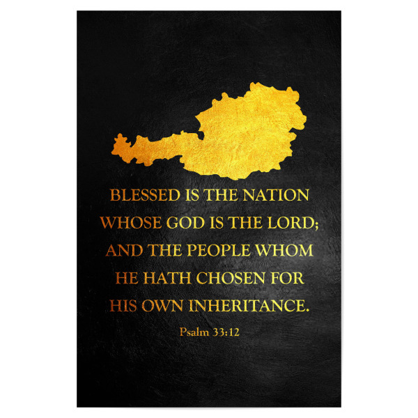 Poster 30x20 cm "Österreich-Bibelvers-Goldkarte" artboxONE - Reise / Länder - österreich,Gold,Karte