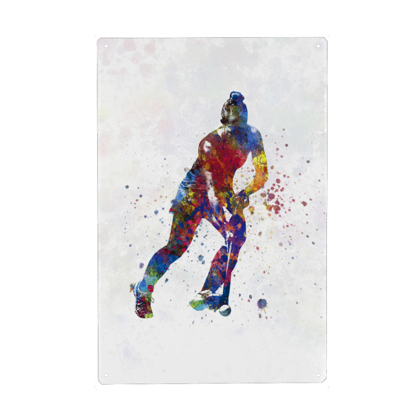 Metall Poster "Aquarell Feldhockey-b" artboxONE - Abstrakt,Sport