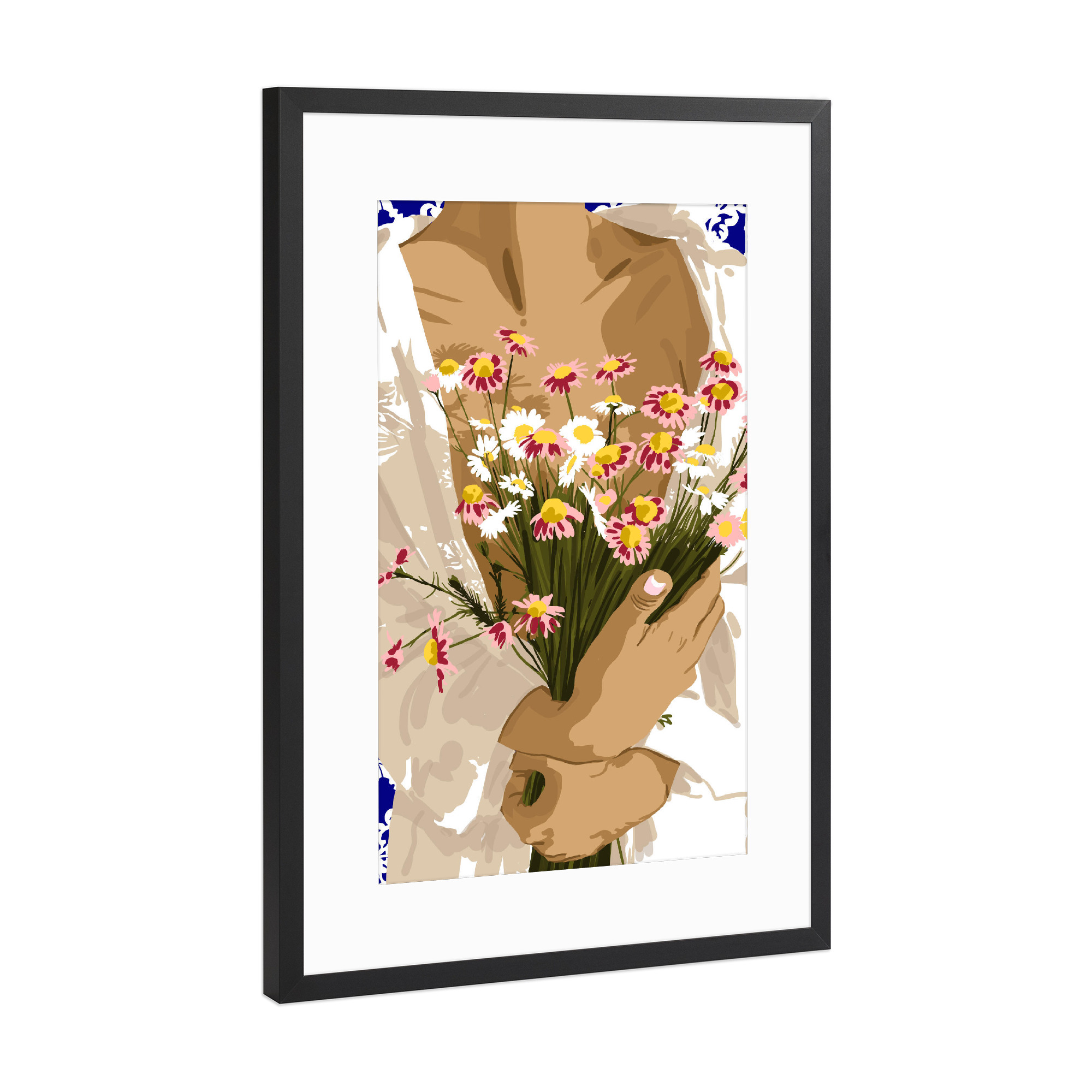 Poster mit Rahmen Schwarz (Metallic) "Positive Stimmung" artboxONE - Floral,Menschen