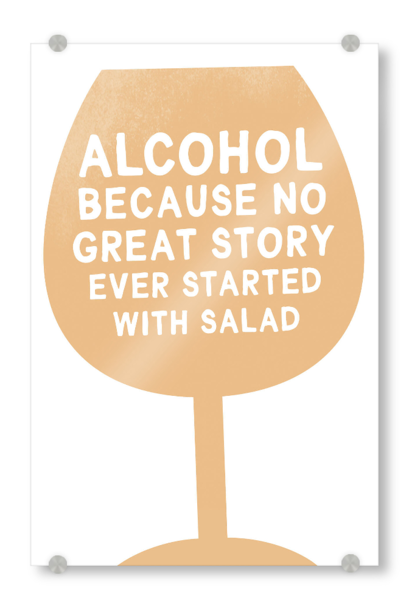 Acrylglasbild "Alcohol & Salad I Set orange" artboxONE - Typografie,Essen & Trinken,Essen & Trinken / Alkohol,Essen & Trinken / Obst & Gemüse,Lustig