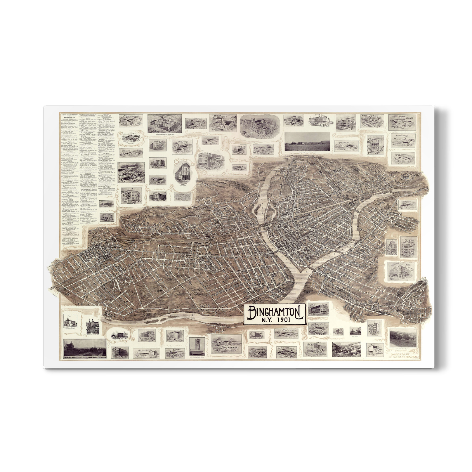Galerie-Print "Vintage map of Binghamton, N.Y" 75x50 cm artboxONE