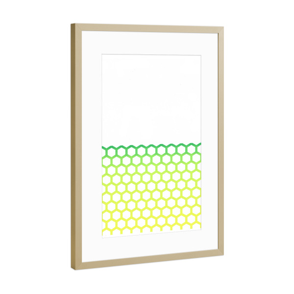Poster mit Rahmen Gold "Wabengitter" artboxONE - Abstrakt - Sechseck,Biene,Honigbiene,Wabe,Honig,Abstrakt