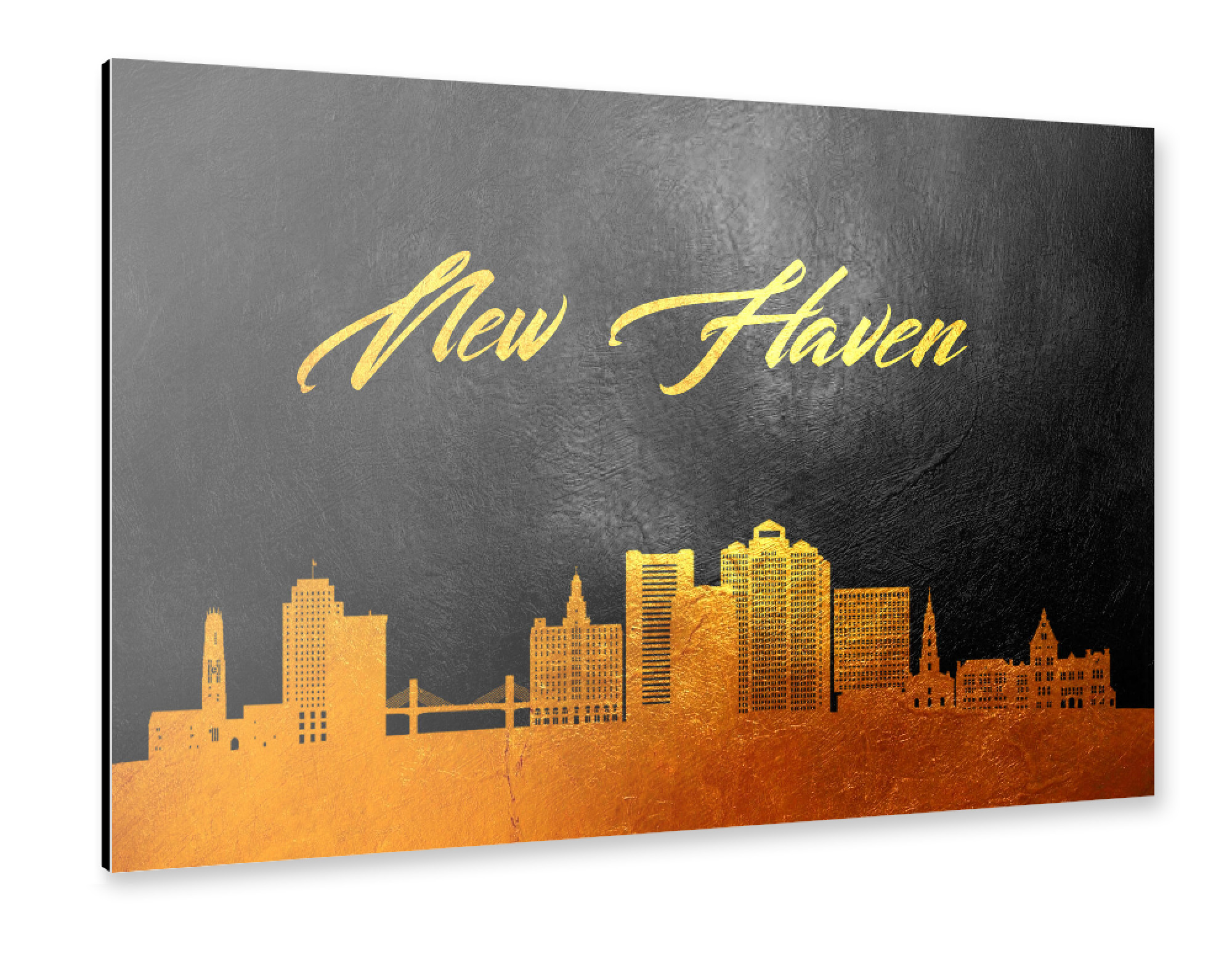 Alu-Dibond "New Haven Connecticut Gold" 30x20 cm artboxONE