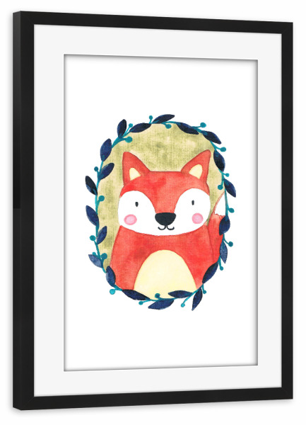 Poster mit Rahmen schwarz "Füchslein Porträt" artboxONE - Natur,Für Kinder,Tiere
