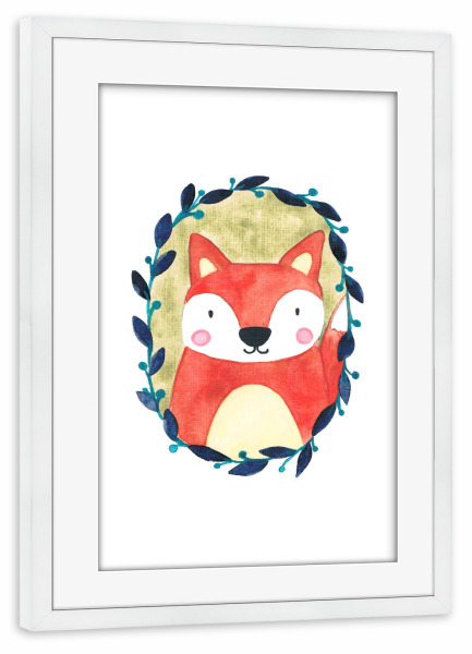 Poster mit Rahmen weiß "Füchslein Porträt" artboxONE - Natur,Für Kinder,Tiere