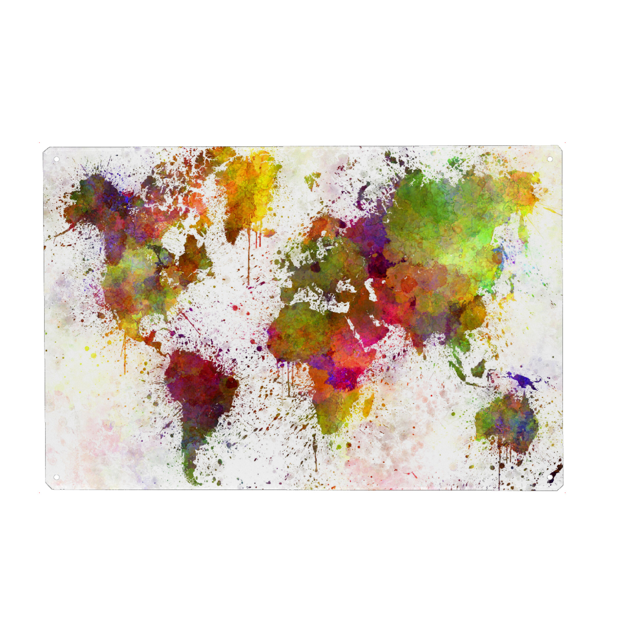 Holzbild "Aquarell Weltkarte-c" artboxONE - Reise,Abstrakt,Kartografie
