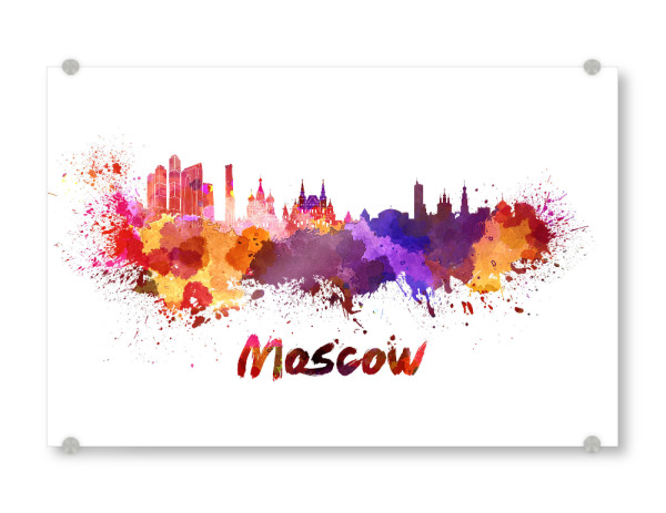 Acrylglasbild "MOSCOW skyline in watercolor" artboxONE - Städte,Abstrakt,Architektur