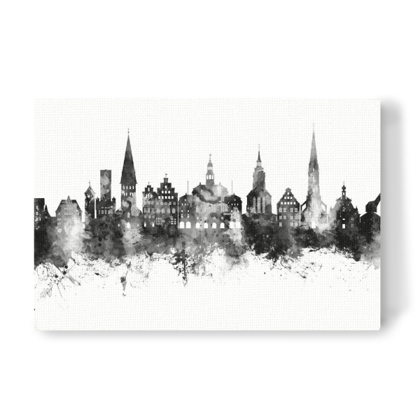 Leinwandbild "Lüneburg Germany Skyline bw" artboxONE - Städte,Schwarzweiß - Lüneburg,Deutschland,Skyline,Stadtbild,Stadtbild,Aquarell,Malerei