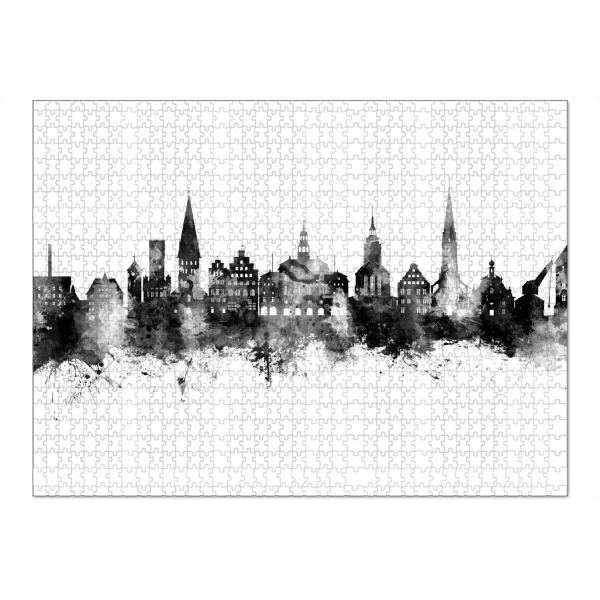 Puzzle Ravensburger "Lüneburg Germany Skyline bw" artboxONE - Städte,Schwarzweiß - Lüneburg,Deutschland,Skyline,Stadtbild,Stadtbild,Aquarell,Malerei