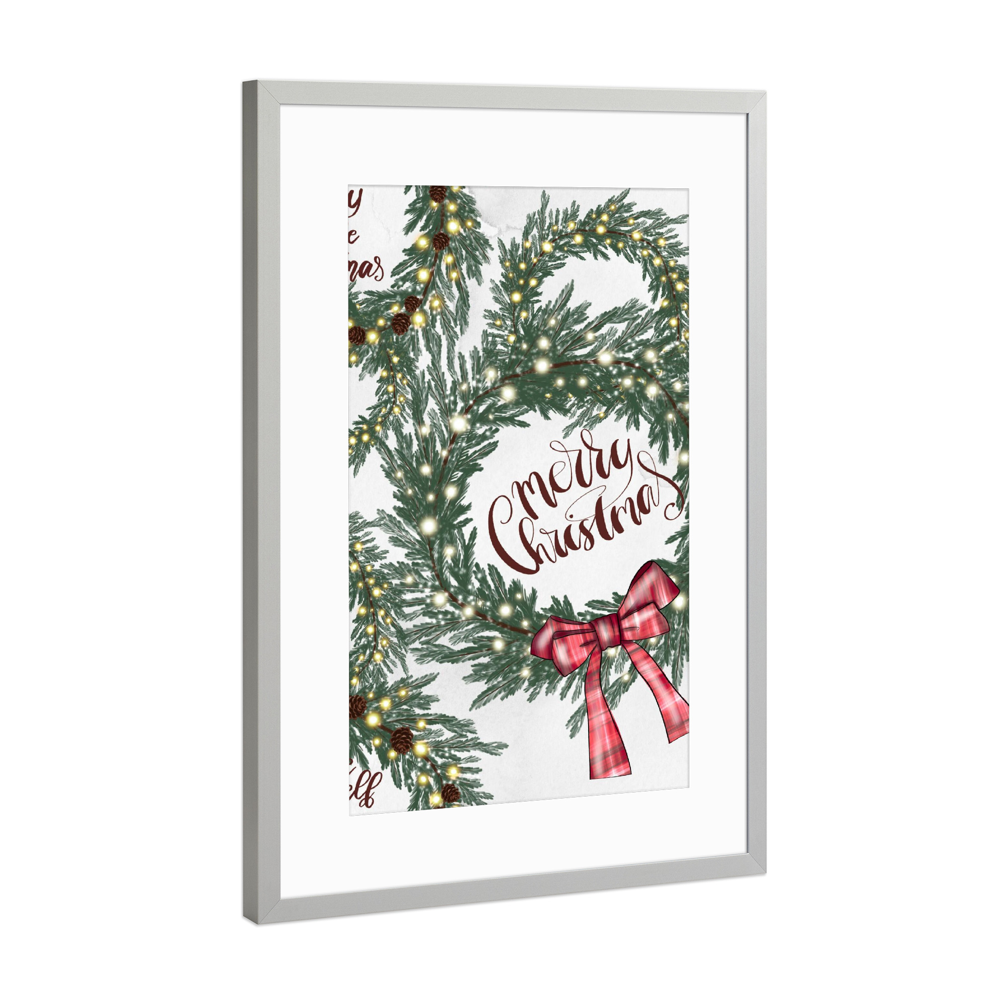 Poster mit Rahmen Silber "Merry Christmas Pattern" artboxONE - Weihnachten,Festivals,Lustig